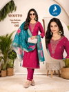 Majito By Kaya Vertican Embroidery Kurti With Bottom Dupatta Wholesalers In Surat